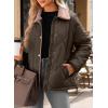 imageDokotoo Womens Winter Casual Quilted Jackets Long Sleeve Button Down Puffer Jacket Padded Outerwear CoatsCoffee