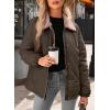 imageDokotoo Womens Winter Casual Quilted Jackets Long Sleeve Button Down Puffer Jacket Padded Outerwear CoatsCoffee