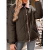 imageDokotoo Womens Winter Casual Quilted Jackets Long Sleeve Button Down Puffer Jacket Padded Outerwear CoatsCoffee
