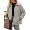 imageDokotoo Womens Winter Casual Quilted Jackets Long Sleeve Button Down Puffer Jacket Padded Outerwear CoatsGray