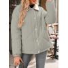 imageDokotoo Womens Winter Casual Quilted Jackets Long Sleeve Button Down Puffer Jacket Padded Outerwear CoatsGray