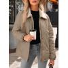 imageDokotoo Womens Winter Casual Quilted Jackets Long Sleeve Button Down Puffer Jacket Padded Outerwear CoatsKhaki
