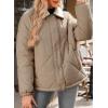 imageDokotoo Womens Winter Casual Quilted Jackets Long Sleeve Button Down Puffer Jacket Padded Outerwear CoatsKhaki