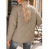 imageDokotoo Womens Winter Casual Quilted Jackets Long Sleeve Button Down Puffer Jacket Padded Outerwear CoatsKhaki