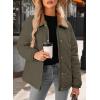 imageDokotoo Womens Winter Casual Quilted Jackets Long Sleeve Button Down Puffer Jacket Padded Outerwear CoatsMoss Green