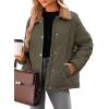imageDokotoo Womens Winter Casual Quilted Jackets Long Sleeve Button Down Puffer Jacket Padded Outerwear CoatsMoss Green