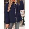 imageDokotoo Womens Winter Casual Quilted Jackets Long Sleeve Button Down Puffer Jacket Padded Outerwear CoatsNavy Blue