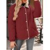 imageDokotoo Womens Winter Casual Quilted Jackets Long Sleeve Button Down Puffer Jacket Padded Outerwear CoatsRed