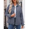 imageDokotoo Womens Winter Quilted Jackets Long Sleeve Button Down Diamond Puffer Jacket Outerwear Coats with PocketsBlue 2