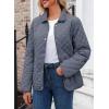 imageDokotoo Womens Winter Quilted Jackets Long Sleeve Button Down Diamond Puffer Jacket Outerwear Coats with PocketsBlue 2