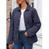 imageDokotoo Womens Winter Quilted Jackets Long Sleeve Button Down Diamond Puffer Jacket Outerwear Coats with PocketsBlue