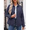 imageDokotoo Womens Winter Quilted Jackets Long Sleeve Button Down Diamond Puffer Jacket Outerwear Coats with PocketsBlue