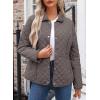 imageDokotoo Womens Winter Quilted Jackets Long Sleeve Button Down Diamond Puffer Jacket Outerwear Coats with PocketsDark Brown