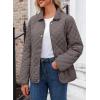 imageDokotoo Womens Winter Quilted Jackets Long Sleeve Button Down Diamond Puffer Jacket Outerwear Coats with PocketsDark Brown
