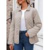 imageDokotoo Womens Winter Quilted Jackets Long Sleeve Button Down Diamond Puffer Jacket Outerwear Coats with PocketsJet Stream