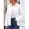 imageDokotoo Womens Winter Quilted Jackets Long Sleeve Button Down Diamond Puffer Jacket Outerwear Coats with PocketsWhite
