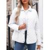 imageDokotoo Womens Winter Quilted Jackets Long Sleeve Button Down Diamond Puffer Jacket Outerwear Coats with PocketsWhite