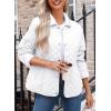 imageDokotoo Womens Winter Quilted Jackets Long Sleeve Button Down Diamond Puffer Jacket Outerwear Coats with PocketsWhite