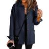 imageDokotoo Casual Quilted Jackets for Women Button Down Collared Long Sleeve Shirts Fall Jackets with Pockets 2025Navy Blue