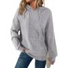 imageDokotoo Hoodies for Women Casual Long Sleeve Textured Knit Loose Drawstring Hooded Sweatshirt with PocketGrey