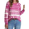 imageDokotoo Sweaters for Women Casual Loose Crewneck Long Sleeve Pullover Sweater Tops Boho TopsRose Red