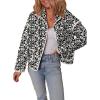 imageDokotoo Warm Quilted Jackets for Women Long Sleeve Floral Print Button Down Puffer Jacket Coats with PocketsBlack
