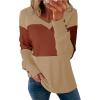 imageDokotoo Women Blouses Dressy Casual Color Block Long Sleeve Shirts V Neck Tops Fall Outfits 2025Light French Beige