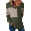 imageDokotoo Women Blouses Dressy Casual Color Block Long Sleeve Shirts V Neck Tops Fall Outfits 2025Vineyard Green