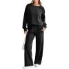 imageDokotoo Womens 2 Piece Outfits Sweatshirt Lounge Sets Textured Long Sleeve Tops and Drawstring Pants SweatsuitBlack