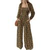 imageDokotoo Womens Casual Loose Overalls Jumpsuits One Piece Long Sleeve Printed Wide Leg Long Pant Rompers With PocketsBlack1