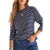 imageDokotoo Womens Casual Striped Long Sleeve Tops Crew Neck Knit Basic T ShirtsBlue Stripe