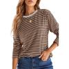 imageDokotoo Womens Casual Striped Long Sleeve Tops Crew Neck Knit Basic T ShirtsBrown Stripe