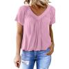 imageDokotoo Womens Casual Summer T Shirts Short Sleeve V Neck Tops TshirtsPink 2