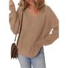 imageDokotoo Womens Casual V Neck Sweaters Long Sleeve Pullover Sweater Knit Jumper TopsKhaki