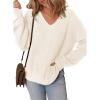 imageDokotoo Womens Casual V Neck Sweaters Long Sleeve Pullover Sweater Knit Jumper TopsWhite