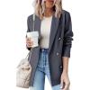 imageDokotoo Womens Double Breasted Blazer Jackets Casual Blazers Open Front Long Sleeve Lapel Collar Work Office Jackets BlazerCarbon Grey