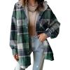 imageDokotoo Womens Flannel Hooded Plaid 2025 Shacket Thick Coat Winter Coat for Warmth Button down Warm and Fuzzy Fleece JacketBlackish Green