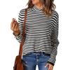 imageDokotoo Womens Lightweight Sweaters 2025 Fashion Striped Long Sleeve Sweaters Casual Pullover Turtleneck Sweater TopsBlack Stripe