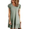 imageDokotoo Womens Summer Dresses 2025 Ruffle Short Sleeve Smocked V Neck Casual Loose ALine Swing Mini Dress SundressGreen