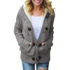 imageDokotoo Womens Sweaters Winter Hooded Cardigans Button Up Cable Knit Coats Jackets Outerwear with PocketsGray