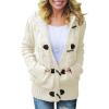 imageDokotoo Womens Sweaters Winter Hooded Cardigans Button Up Cable Knit Coats Jackets Outerwear with PocketsWhite