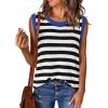 imageDokotoo Womens Tank Top Casual Summer Sleeveless Sweater Vest Fashion Striped Color Block Knit Crewneck Tops ShirtsBlack
