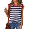 imageDokotoo Womens Tank Top Casual Summer Sleeveless Sweater Vest Fashion Striped Color Block Knit Crewneck Tops ShirtsBlue
