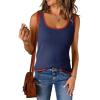 imageDokotoo Womens Tank Tops 2025 Summer Casual Sleeveless Scoop Neck Ribbed Knit Color Block Slim Fitted Cami Tee ShirtsDark Blue