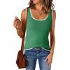 imageDokotoo Womens Tank Tops 2025 Summer Casual Sleeveless Scoop Neck Ribbed Knit Color Block Slim Fitted Cami Tee ShirtsGreen