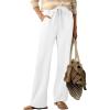 imageDokotoo Womens Wide Leg Pants 2025 Flowy Casual Pants Straight Leg Elastic Waisted Stretch Palazzo PantsWhite