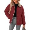 imageDokotoo Womens Winter Casual Quilted Jackets Long Sleeve Button Down Puffer Jacket Padded Outerwear CoatsRed