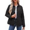 imageDokotoo Womens Winter Quilted Jackets Long Sleeve Button Down Diamond Puffer Jacket Outerwear Coats with PocketsBlack