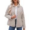imageDokotoo Womens Winter Quilted Jackets Long Sleeve Button Down Diamond Puffer Jacket Outerwear Coats with PocketsJet Stream