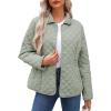 imageDokotoo Womens Winter Quilted Jackets Long Sleeve Button Down Diamond Puffer Jacket Outerwear Coats with PocketsSeagrass